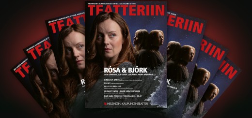 Helsingin Kaupunginteatterin lehden kansi, jossa on kahden naisen muotokuvat ja luettelo tulevista teatteriesityksistä.